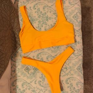 High waisted yellow bikini